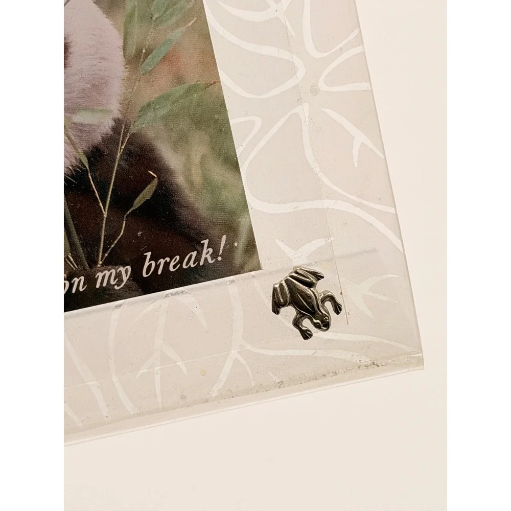 Frosted Acrylic Picture Frame with Metal Bug Accents Butterfly Bee Frog Panda